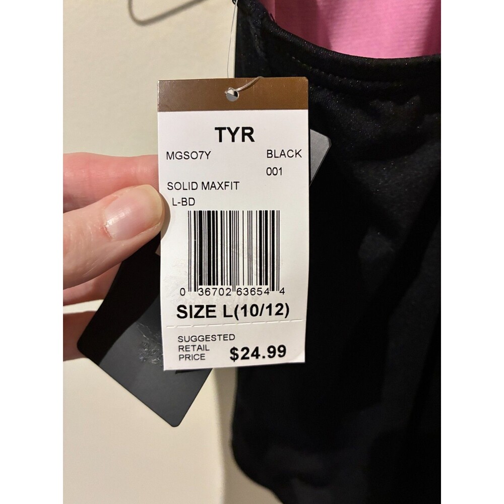 NWT TYR Black Durafast Solid Maxfit Swimsuit - Girls L (10/12) - Picture 3 of 3